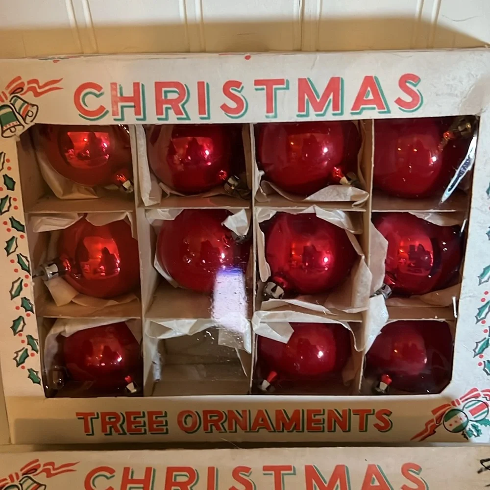 2 boxes Poland mercury hand blown glass Christmas ornaments
